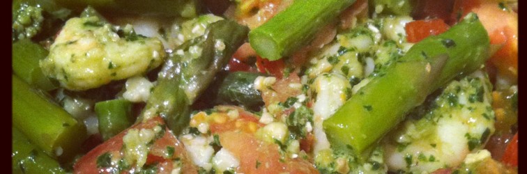 Shrimp, Asparagus, Tomatoes and Basil Pesto Shrimp, Asparagus, Tomatoes and Basil Pesto