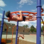 Simple body weight row. If you don't have TRX bands why not do it at a jungle gym? :)