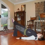 Move: Single leg bridge
Form: Lay on your back and bend your knees at a 90 degree angle. Kick one leg out, completely straight, and use your other leg (engage your glutes) to push up off the ground. Hold for a couple seconds and then lower yourself back down.