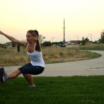 Pistol Squat - Stand holding the arms straight out in front of the body, and raise the right leg, flexing the right ankle and pushing the hips back. Then lower the body while keeping the right leg raised. Hold (have fun with that), then return to standing. As you can see... I'm struggling :)