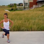 Curtsy Lunge - When lunging, step the left leg back behind the right, bending the knees and lowering the hips until the right thigh is almost parallel to the floor. Remember to keep the torso upright and the hips square.