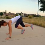 Mountain Climbers - bring the left foot forward directly under the chest while straightening the right leg and alternate legs using your tight core to change positions.