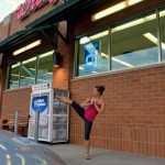 Tae Bo sidekicks outside of Walgreens! My boyfriend ran inside to grab a few things so instead of sitting in the car, I used the opportunity to get a mini workout in. Keep your glutes as tight as you can while kicking as high as you can in the air, keeping the other foot grounded.