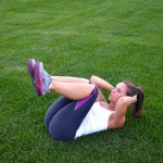 Crunches targeting lower abs - bring your knees in to your chest and perform crunches in this position. Remember to keep your chin up for maximum benefit