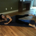 Side Lying Leg Scissors
 Move: Lie on your side on a mat/floor with your legs lengthened straight away from your body. Start scissoring your legs using a controlled movement. Remember to engage your core. I do 4 sets of 25 on each side.