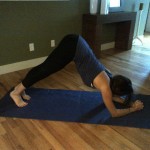 DOLPHIN PLANK
 Move A: Begin in a modified plank position on your forearms, hands clasped together. Brace your abs in tight and press down through your shoulders and arms as you lift your hips up to the ceiling and your chest back towards your feet. Keep your abs tight as you lower back into your plank position. I repeat this move for 15 sets