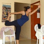 Dancer pose. Cradle rear foot w/ same side arm/hand and lean forward to try and get as close to 90 degree angle as possible. Keep planted foot spread and engaged. Pic taken in Mochudi, Botswana. You really can workout anywhere!