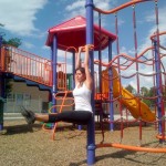 leg lifts. Find something to hand from and keep your back flush to flat object. Then, simply lift legs straight up for an AWESOME ab/core workout. Slightly easier, but still equally effective if you lift your knees instea of entire legs