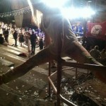Waiting for traffic to die down at red rocks last night- an anywhere fitness challenge straddle press on the rail! As I held on for thirty seconds this guy goes, "hey that's really good!"