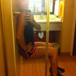 Anywhere workout challenge! Today= Wall sits in my hotel room. Make sure those thighs are parallel to the floor and back against the wall and hold for a minute. Try five rounds it's a leg burner!