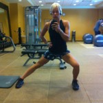 You don't need fancy gym equipment for today's anywhere fitness challenge- just a good set of knees for alternating side lunges and some rockin music. Do 40, keep the weight in your heels and take a wide stance.