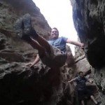 Brace yourself on two rocks and engage your core as you lift your legs and look like a boss!