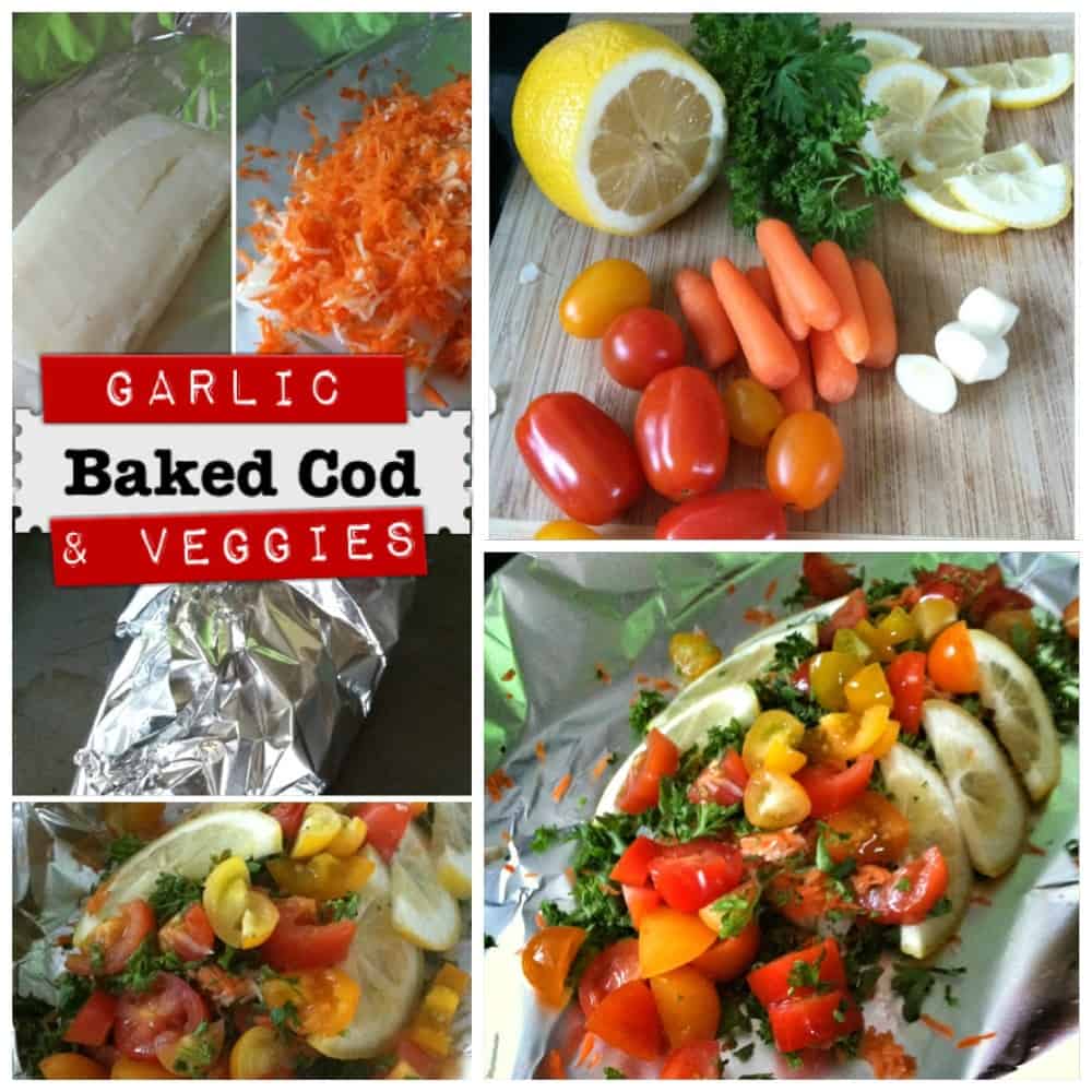 Easy Garlic Baked Cod with Healthy Vegetable Medley