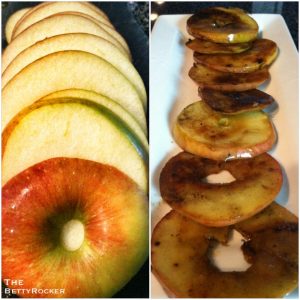 4. Slice an apple crosswise, just like you did with the onions and eggplant. You can easily remove the seeds, or cut around the core.