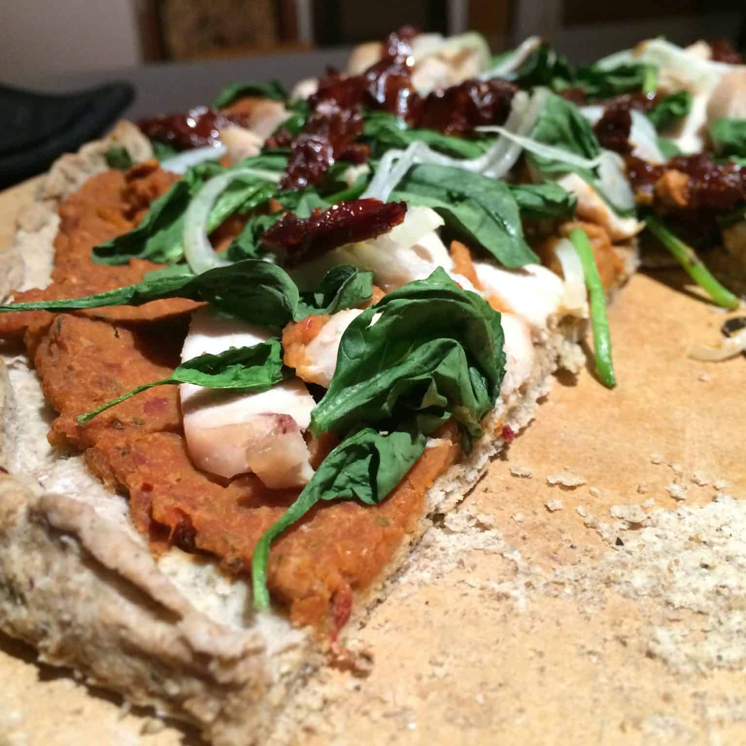Sundried Tomato Pizza crust and toppings (gluten free, dairy free
