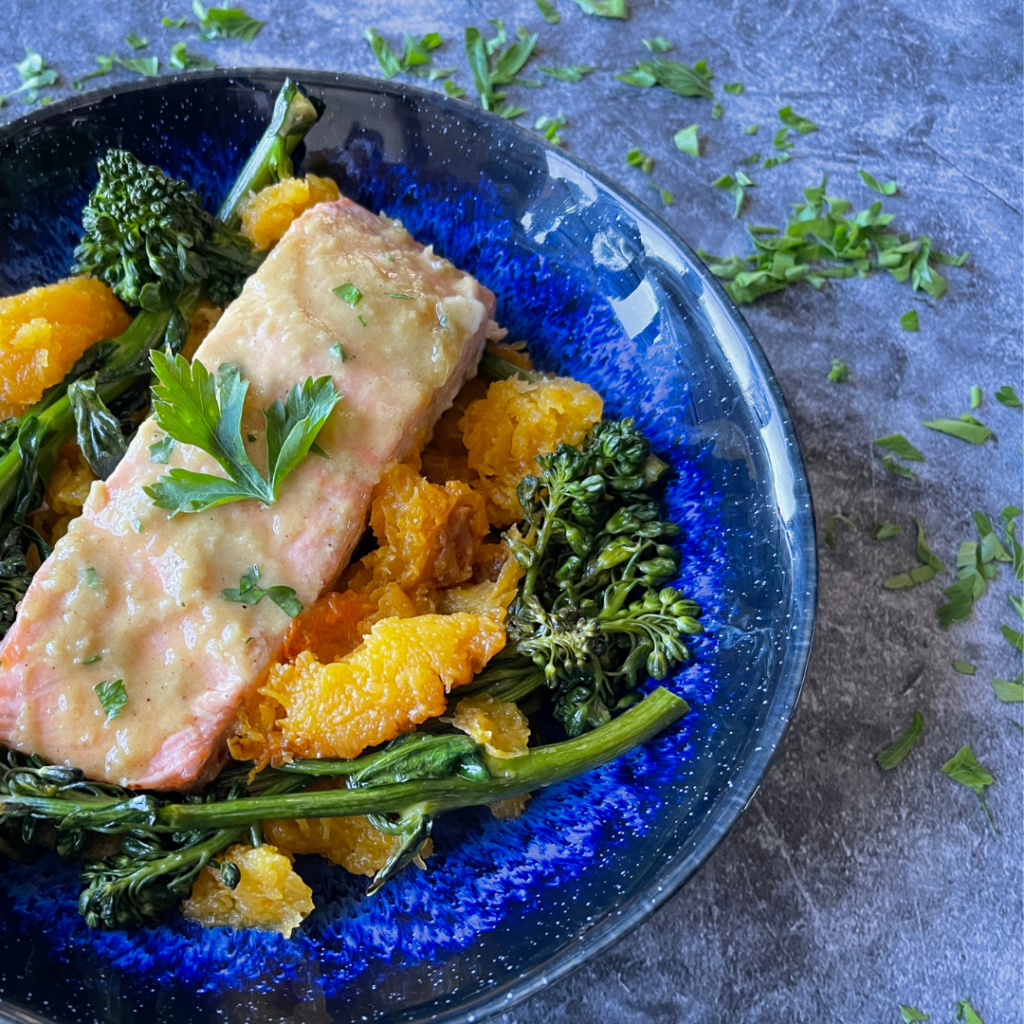 OnePan Lemon Dijon Salmon and Veggies The Betty Rocker